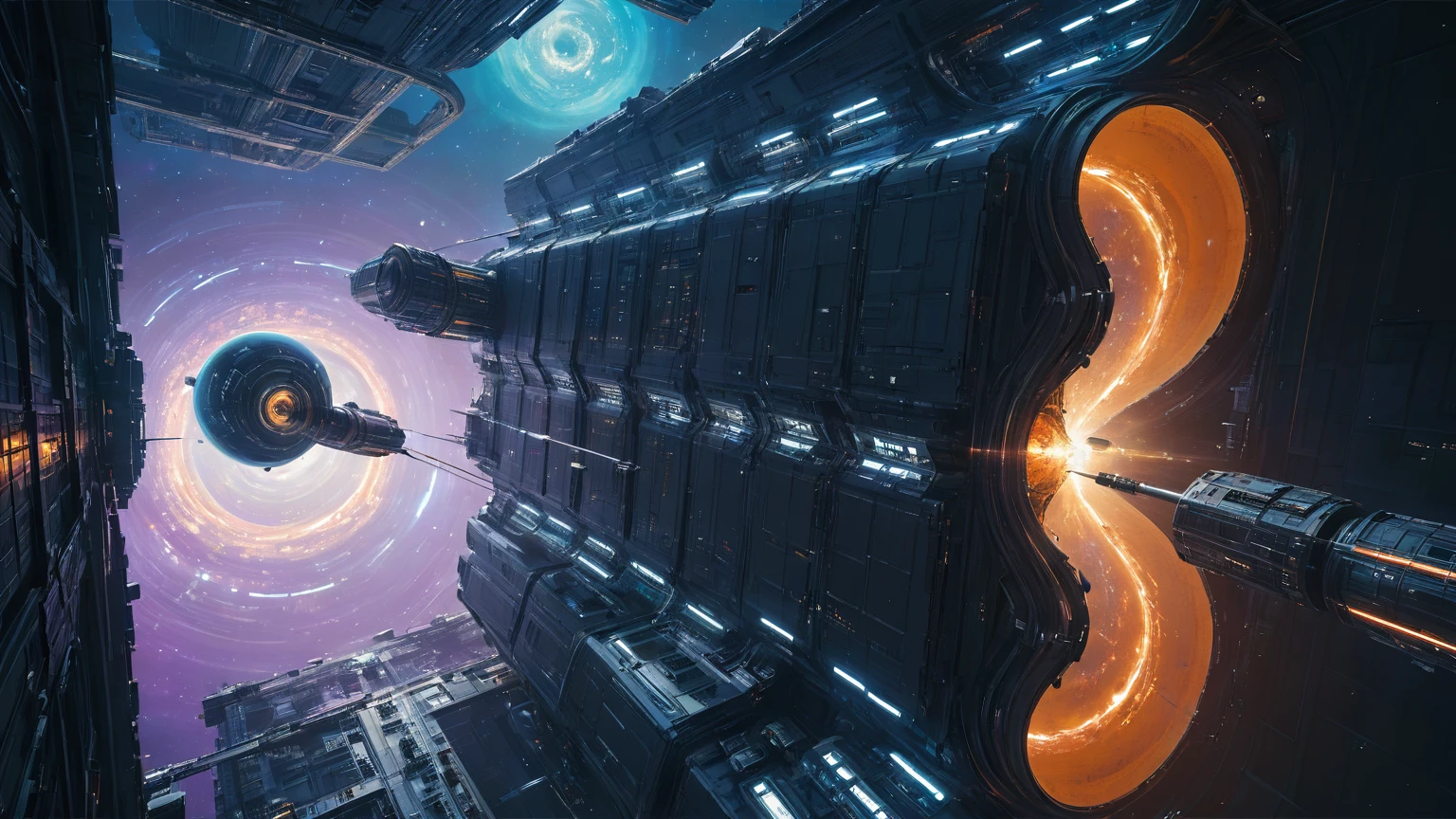 brightly colored abstract image of a space station with a spiral, epic beautiful space scifi, chaotic cinematic space rift, greg beeple, planets colliding, beeple and tim hildebrandt, beeple and jean giraud, end of the universe, galaxy space sci-fi, ringworld, by Mike "Beeple" Winkelmann. Matrix style, (((((Matrix cascading code))))), (((((a futuristic twin tower skyscraper with a unique twisted design))))), (((((OLED GUI interfaces in the building))))), at night, (((((1girl, solo))))), photo realistic, (((large-breast:1.2 slim body, cleavage))), (((off broken mini sling-shirt and black sling bra, extreamly short pleated miniskirt exposing panty))), (((((running pose))))), (((((matrix style black sunglasses))))), ((((((((((aiming with a short gun)))))))))), (((((looking at camera))))), (((very low view))), (((((half-body thigh level medium shot))))), (((cinematic lighting))).