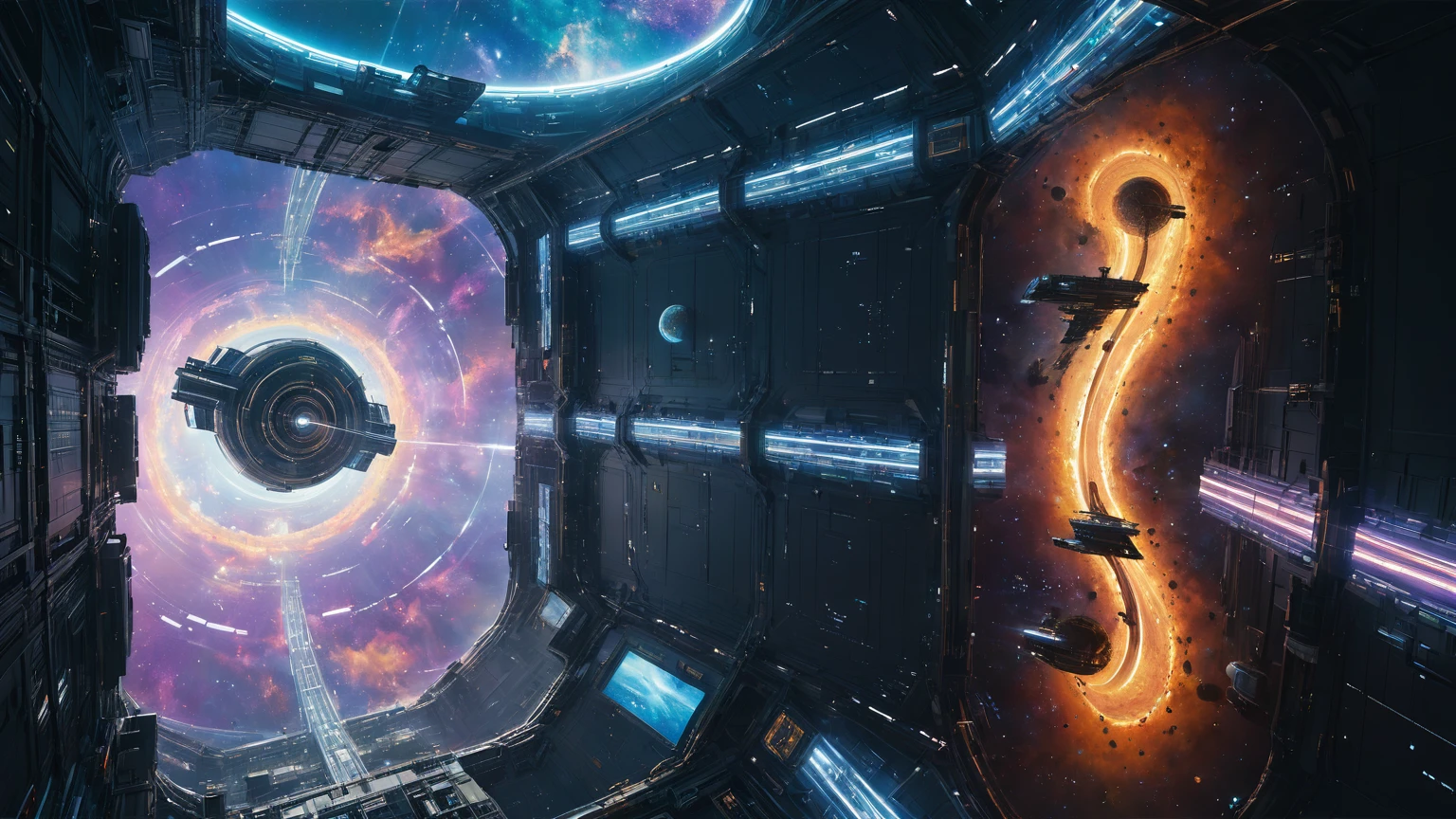 brightly colored abstract image of a space station with a spiral, epic beautiful space scifi, chaotic cinematic space rift, greg beeple, planets colliding, beeple and tim hildebrandt, beeple and jean giraud, end of the universe, galaxy space sci-fi, ringworld, by Mike "Beeple" Winkelmann. Matrix style, (((((Matrix cascading code))))), (((((a futuristic twin tower skyscraper with a unique twisted design))))), (((((OLED GUI interfaces in the building))))), at night, (((((1girl, solo))))), photo realistic, (((large-breast:1.2 slim body, cleavage))), (((off broken mini sling-shirt and black sling bra, extreamly short pleated miniskirt exposing panty))), (((((running pose))))), (((((matrix style black sunglasses))))), ((((((((((aiming with a short gun)))))))))), (((((looking at camera))))), (((very low view))), (((((half-body thigh level medium shot))))), (((cinematic lighting))).