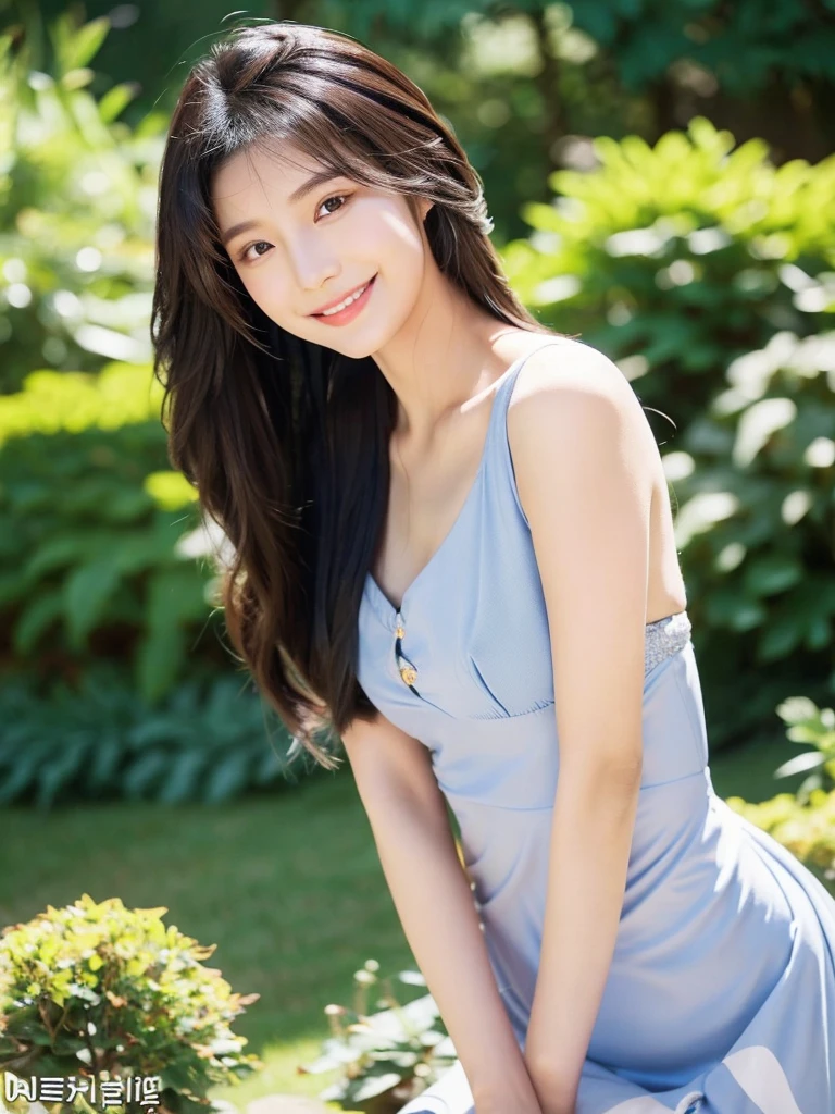 Kwon Eun-bi is a 28-year-old Korean young adult with: Long brown and black hair with blue streaks in hairstyles that enhance her face. Big, brown eyes that are expressive and captivating. 
Clear, radiant skin. Charming smile, her curved lips and contagious smile light up her face.
Medium height and a natural body made up of curves that are sixths proportional to her. Medium breasts, and a slimmer body. 
She wears feminine clothes that highlight her beauty, elegance and curves.