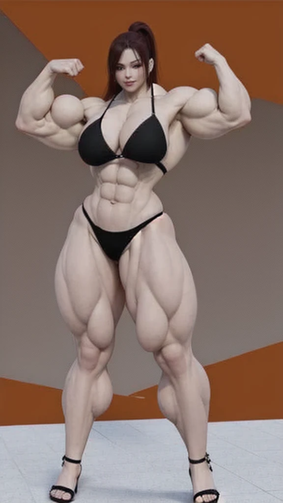 a 3d illustration of a woman with big muscles posing for a picture, feminine and muscular, mulher ultraviolenta muscular, huge muscles, garota musculosa, big muscles, exaggeratedly large physique, huge muscles, muito bonito. big muscles, big muscles, exaggerated physique, exaggerated muscular physique, coxas musculosas, mulher fisiculturista, bodybuilder superhero bikini, forte e imponente, rosto bonito, extremamente bonito, muito linda,
