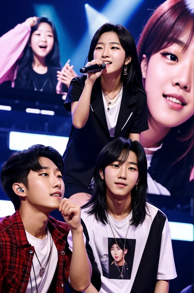 enhypen heeseung admiring a beautiful fangirl in the big screen during concert