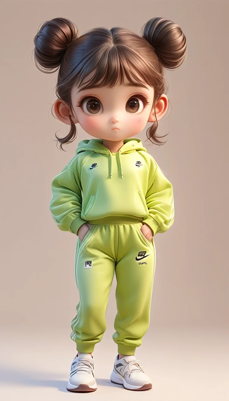 3D，1 girl，Sportswear Set，Cartoon Style，Front standing posture ，For the audience，Full body portrait
