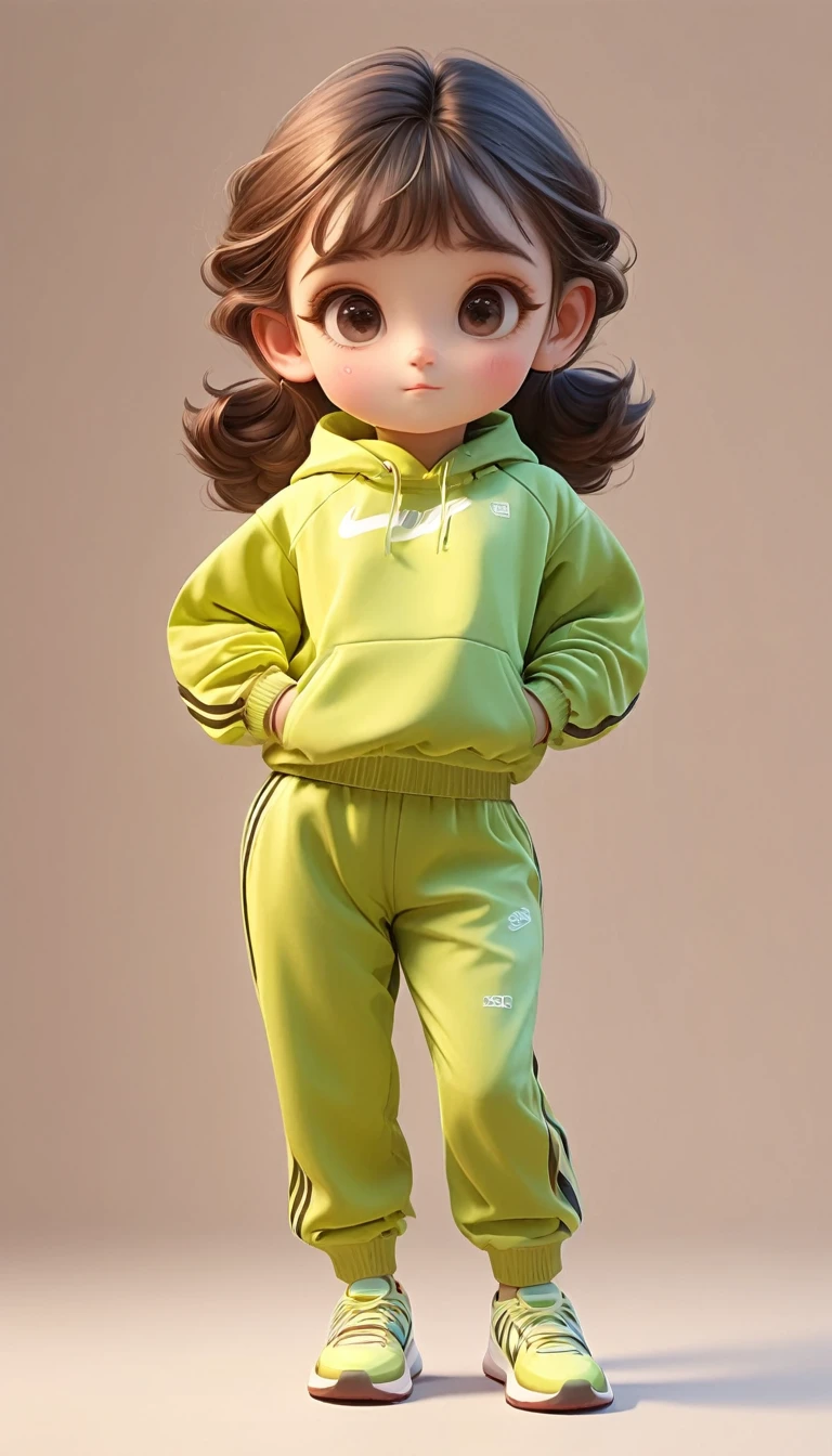 3D，1 girl，Sportswear Set，Cartoon Style，Front standing posture ，For the audience，Full body portrait