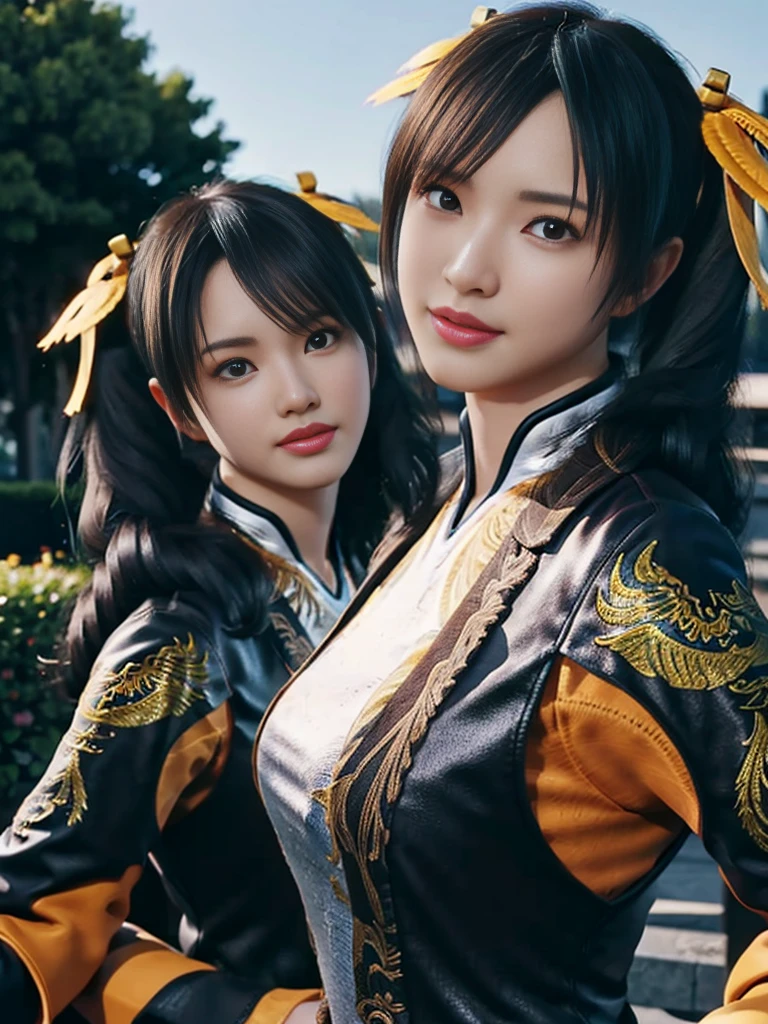 Tekken Xiaoyu,masterpiece、1 beautiful girl、17-year-old high school student、fine eyes、puffy eyes、Bright outdoor,highest quality, 超High resolution, (reality: 1.4), movie lighting、Japanese、asian beauty、Korean、super beautiful、beautiful skin、body facing forward、whole body,Upper body、(Ultra-realistic)、(High resolution)、(8K)、(very detailed)、(Beautiful and fine eyes)、(Super detailed)、 (wall-)、detailed face、bright lighting、professional lighting、looking at the viewer、look straight ahead、slanted bangs、brown hair、Nogizaka idol、