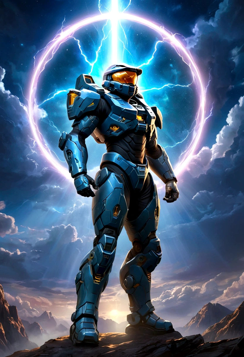 （Best quality，Photorealism：1.37），In a bright fluorescent paradise environment, like the clouds in heaven, a luminous sphere, rich in color, shining brightly all around, professional, intricate details, ambient lighting, oblique light., bright rim light , high contrast, wheel of time and space, rolling halo, epic thunder magic, magnificent totem, gorgeous mysterious magic light,