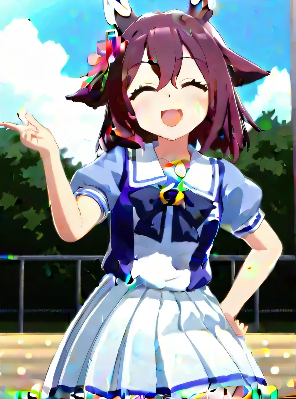 Score 9, Score increased by 8 points, Score increased by 7 points, Rating in doubt,
Detailed background,
Chiyono, School,
Wide hips, shiny skin,
looking at the audience, Happy,
outdoor,