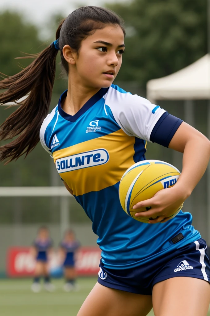 Details high definition realistic girl played touch rugby