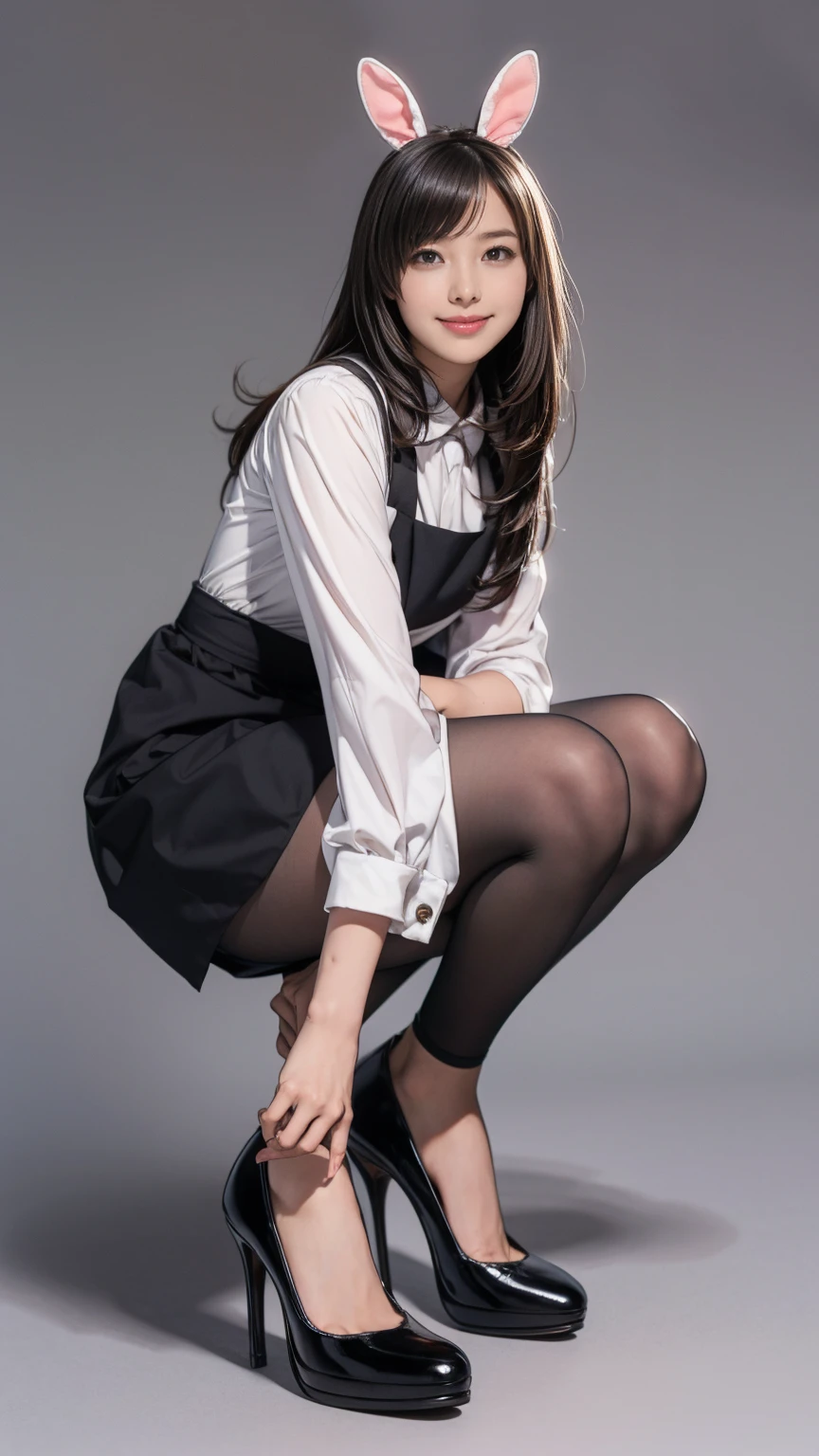 ulzzang-6500-v1.1, (raw photo:1.2), (photorealistic:1.4), beautiful detailed girl, very detailed eyes and face, beautiful detailed eyes, ridiculous, incredibly ridiculous, huge file size, super detailed, high resolution, very detailed, best quality, masterpiece, kemomimi, ((Japanese girls' high school uniform)), illustration, very detailed, CG, unified, 8k wallpaper, amazing, Fine details, masterpiece, best quality, very detailed CG uniform 8k wallpaper, light on face, cinematic lighting, 1girl, , ((no panties)), ((dynamic pose))), (camel toe), (half), (pantyhose), (knee-bending leg sitting))