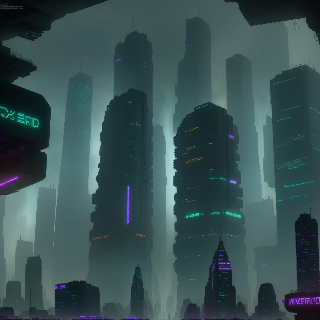 Envision cities of the near future, depicted in science fiction films with acid rain and neon signs illuminating the buildings. Picture an abandoned metropolis, a sprawling urban landscape bathed in cinematic and backlighting, rendered in UHD with high resolution and superior quality, offering multiple perspectives, each a masterpiece of accuracy and intricate detail.
