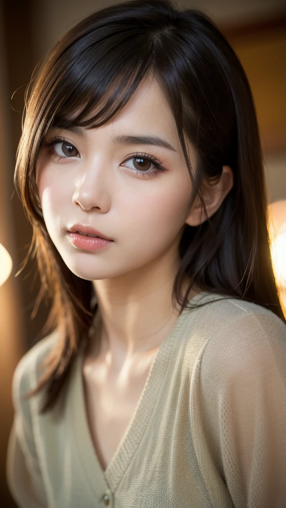 best quality, face focus, soft light, ultra high res, (photorealistic:1.4), RAW photo,
1japanese girl, solo, cute, (pupil, lights in the eyes), detailed beautiful face, (small chest),(high resolution detail of human skin texture),
(long hair),
indoor,
Damask Shirt Dress,
(portrait)