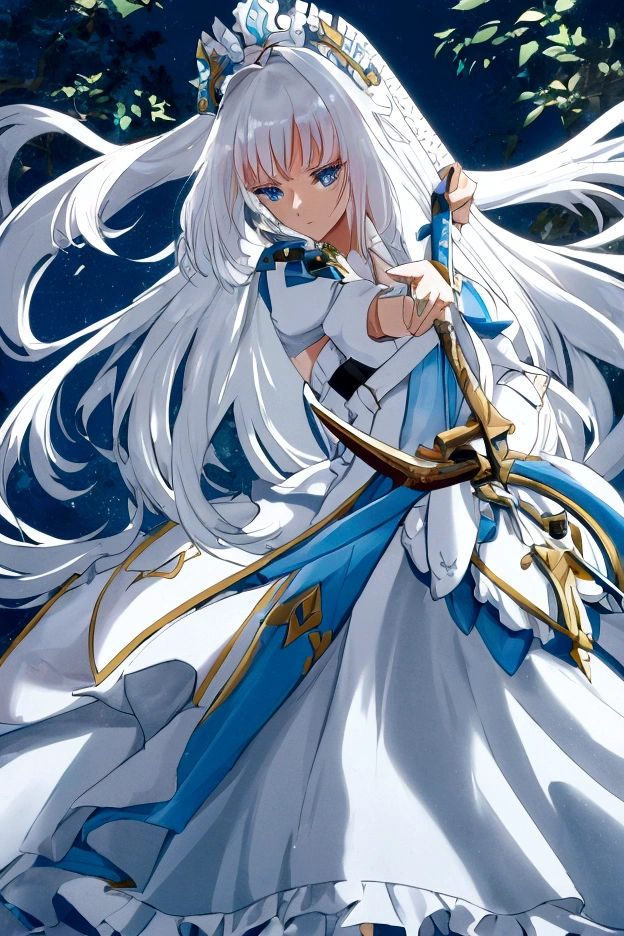 Cabelos pretos, solto, chifre, usar maid, seria,fundo branco, sword in her hand, seria,olhos pretos,pose extravagante  