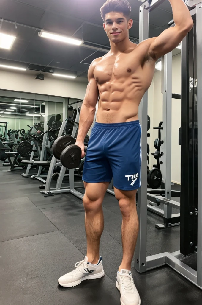 (Man in his 20s, tall), (Gymのトレーナー, Gym), (Healthy Body, Strong body)