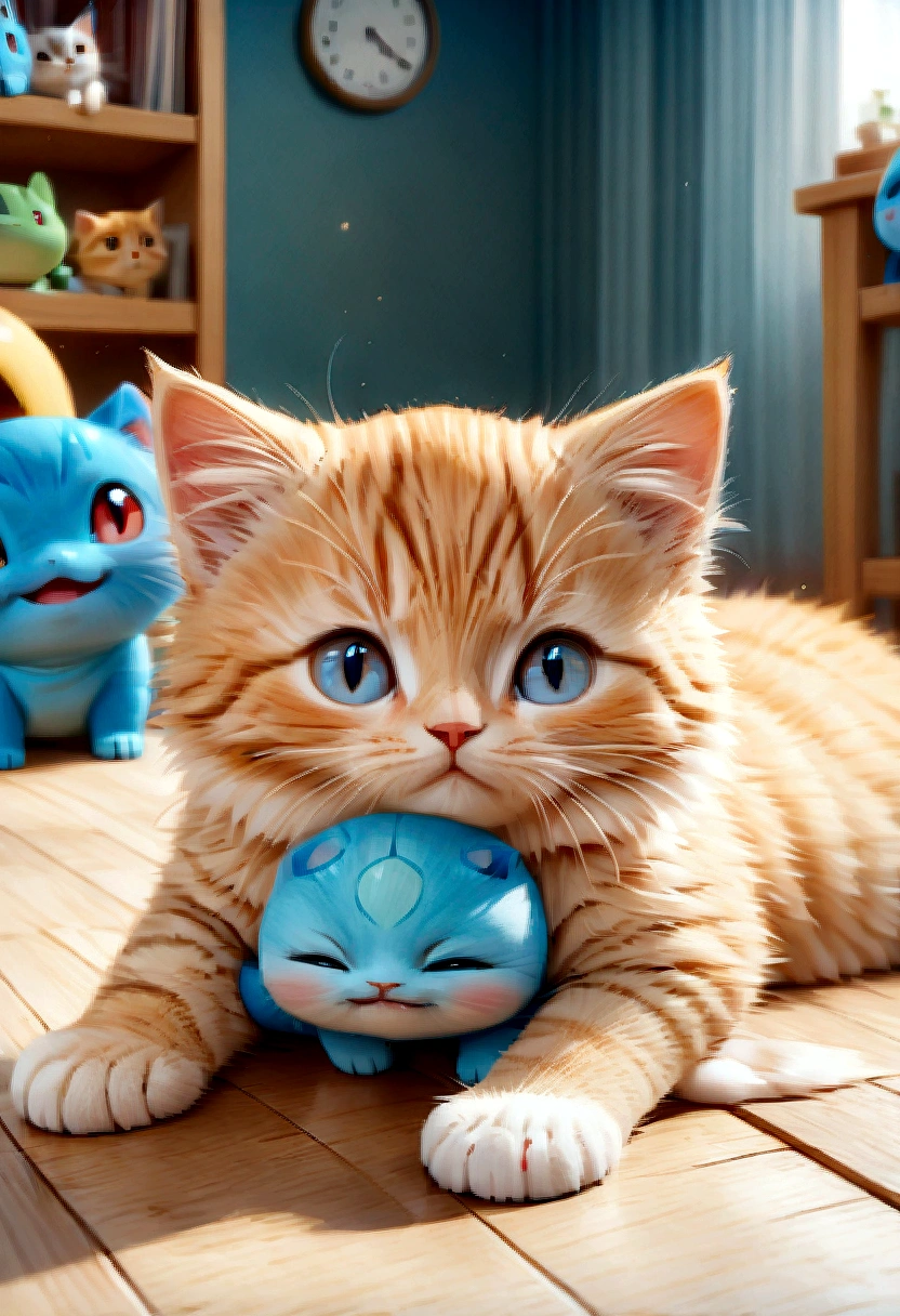 Close-up of a cat with its shell on its back, Squirtle, Illustration Pokemon, Cute and detailed digital art, Anime Cat, Cute digital art, octopus cat, Bulbasaur, Snorlax, realistic Anime Cat, Adorable digital painting, Cute cat anime visuals, awesome cat, Pokemon in real life, Water Type, photo of Pokemon in real lifes