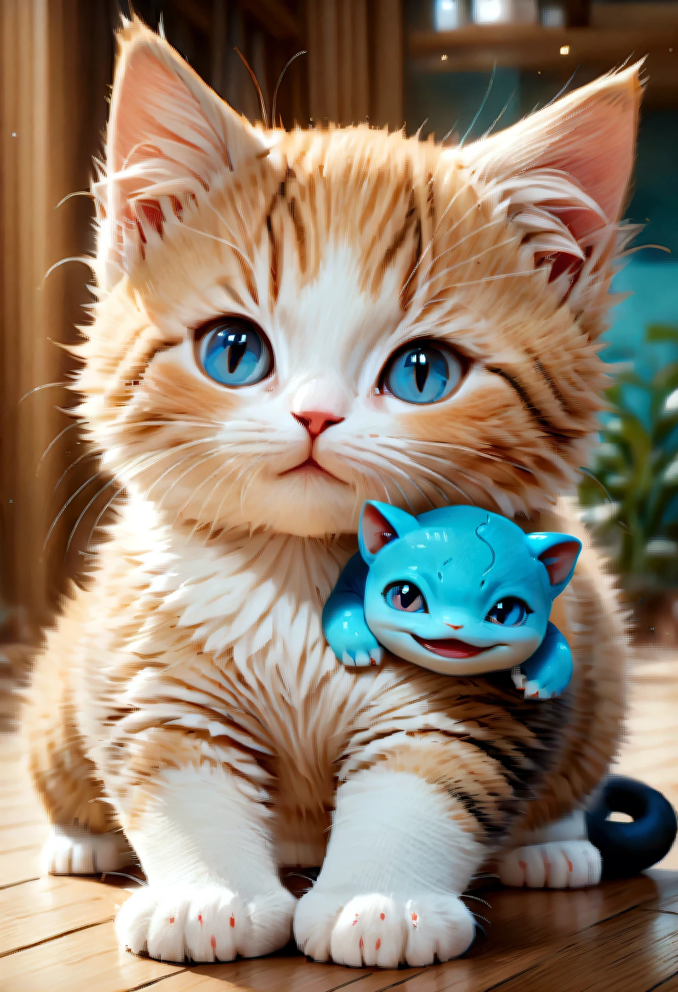 Close-up of a cat with its shell on its back, Squirtle, Illustration Pokemon, Cute and detailed digital art, Anime Cat, Cute digital art, octopus cat, Bulbasaur, Snorlax, realistic Anime Cat, Adorable digital painting, Cute cat anime visuals, awesome cat, Pokemon in real life, Water Type, photo of Pokemon in real lifes