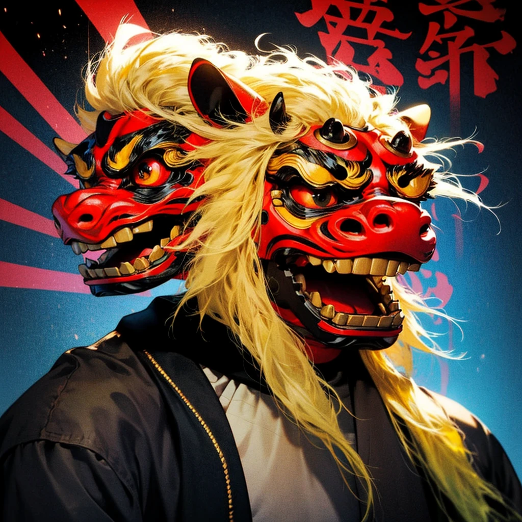 Lion Dance　whole body　cyber punk　Tajima Akiu　Vtuber Japan　samurai