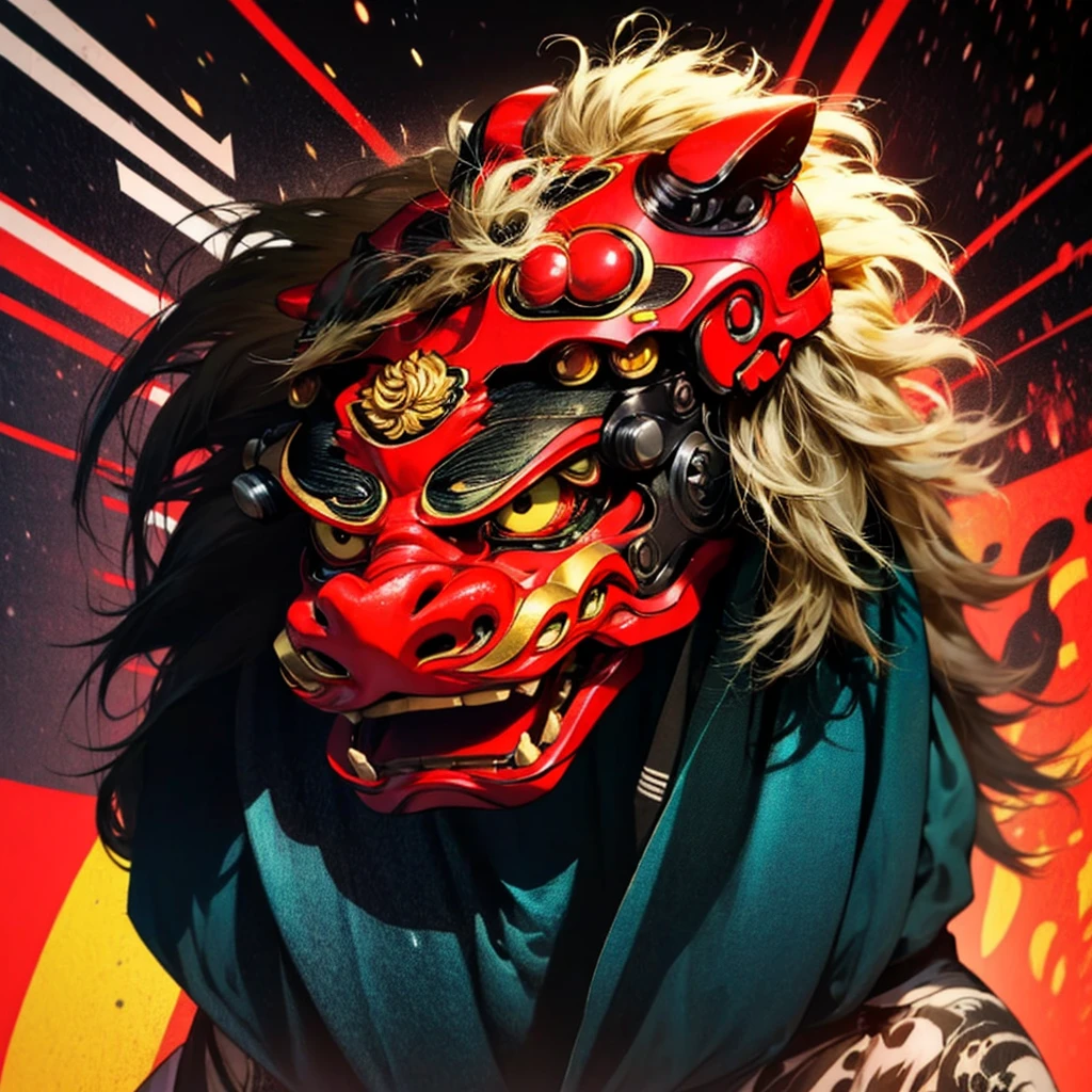 Lion Dance　whole body　cyber punk　Tajima Akiu　Vtuber Japan　samurai