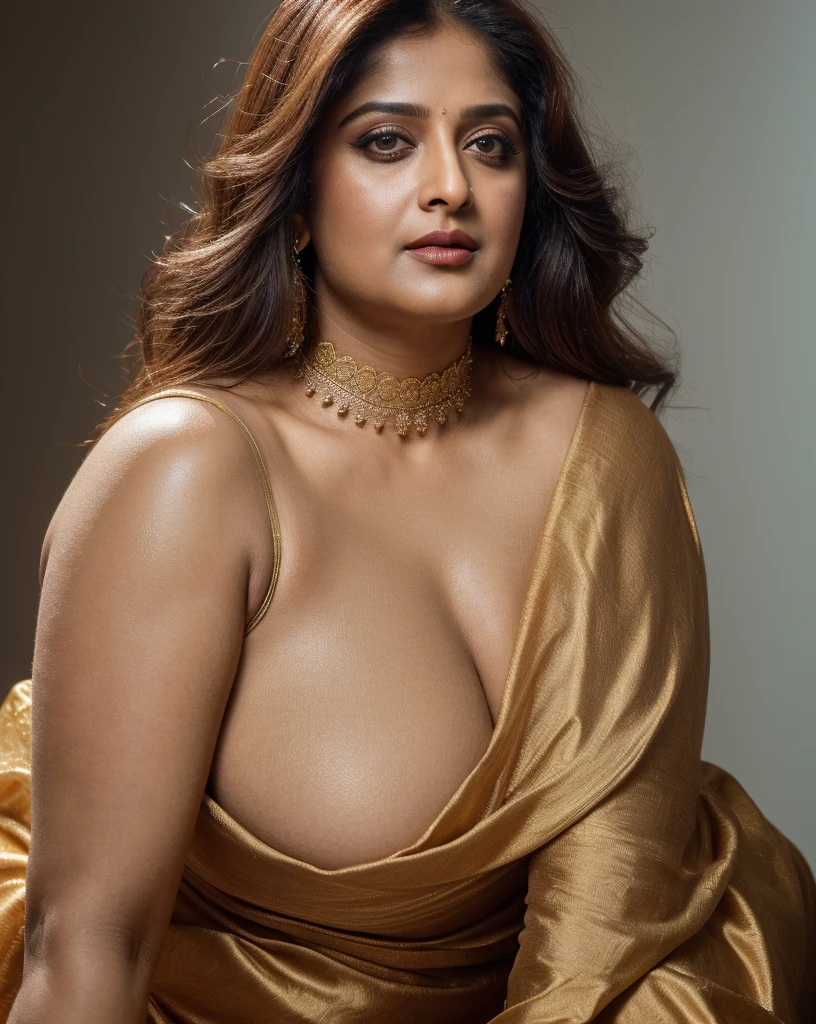 50yo mature  Anushka Shetty,((best quality)), ((masterpiece)), ((realistic)), eye kajal, eye liner, mascara, light red lips, curvy hot mommy figure, sensual Beauty, provoking body, extreme sweat, sweat soaked skin, slight stretch marks, alluring figure,  bulging figure, thick charming lady, curvy, thick navel, full figured woman, eye kajal, massive breast, full body, styled hair, pierced eyes, female face,royal aura, trend on artstation , sharp focus, studio photo, intricate detail, very detailed, detailed eye, illustration, very detailed, sharp focus, digital render, professional, 4k