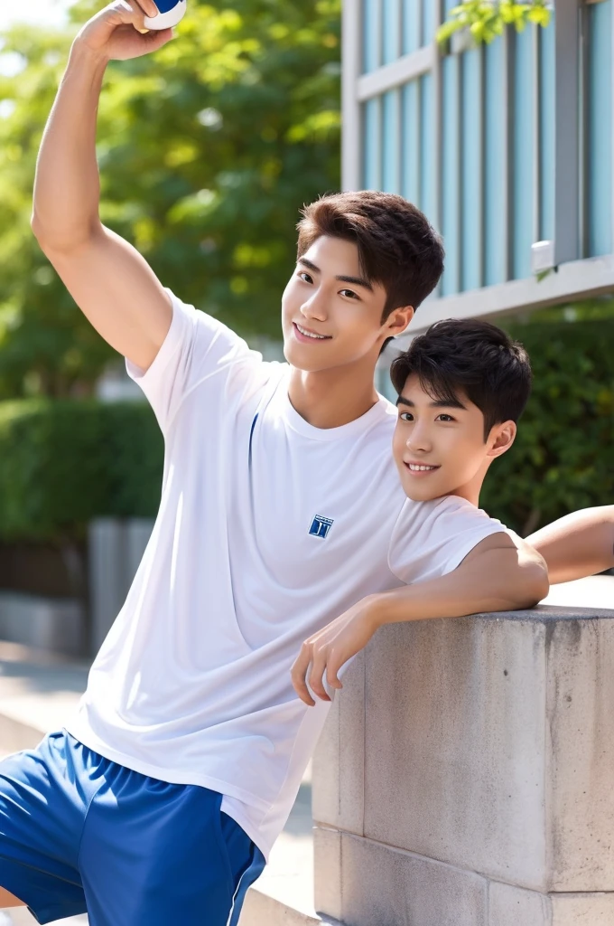 (Man in his 20s, Refreshingly handsome, Hallyu, tall), (Sportswear, Gymのトレーナー, Gym), (Healthy Body, Strong body)