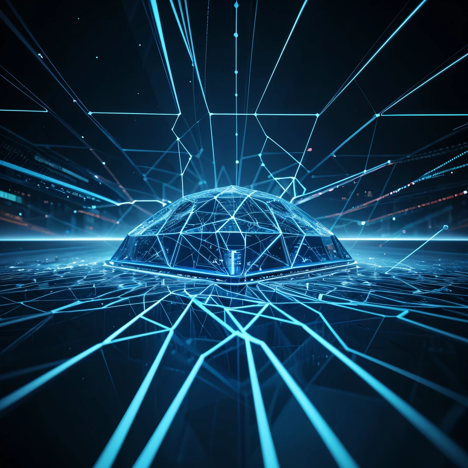 Network Nodes and Connections, Visualization of Digital Data. Blue Digital Mesh, Technology Background Concept. Abstract Network Connections, Dynamic Digital Landscape.