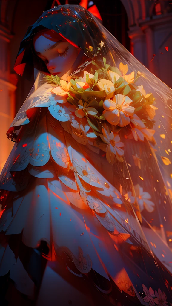 1 girl, Masterpiece, height, Sonic Edge_Rias_Gremory, ((wedding dress, church, bridal veil, wedding, bunch of flowers))