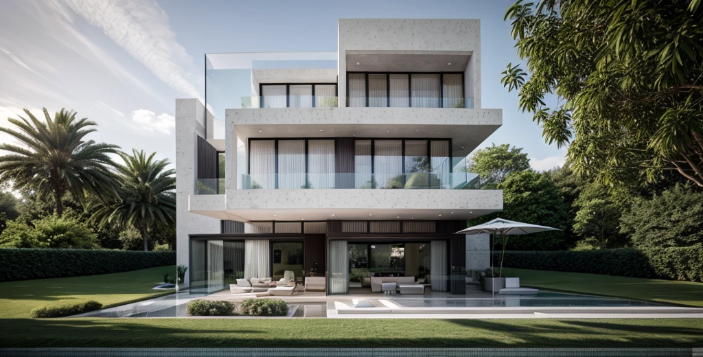  exterior , styles of villa, masterplan, grass, day, line,  masterpiece, highquality, realistic photo, canon eos 5D mark, [[[architech1904]]], natural light, (realistic: 1.2), sharpen edge, 