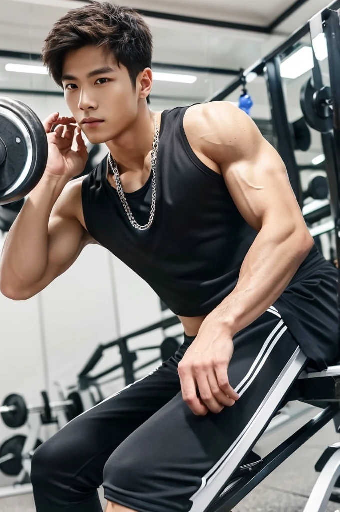 (Refreshingly handsome, Kind Face, Hallyu), (Sportswear, Gymのトレーナー, Gym)