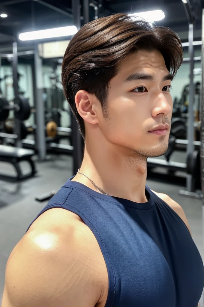 (Refreshingly handsome, Kind Face, Hallyu), (Sportswear, Gymのトレーナー, Gym)
