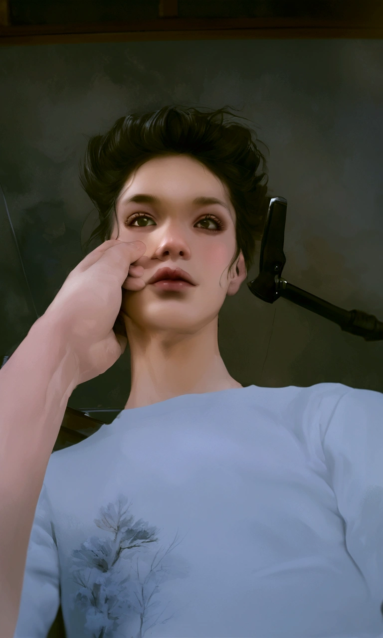 A cute 19 year boy , realistic anime looks and picture quality should be 4k , 
