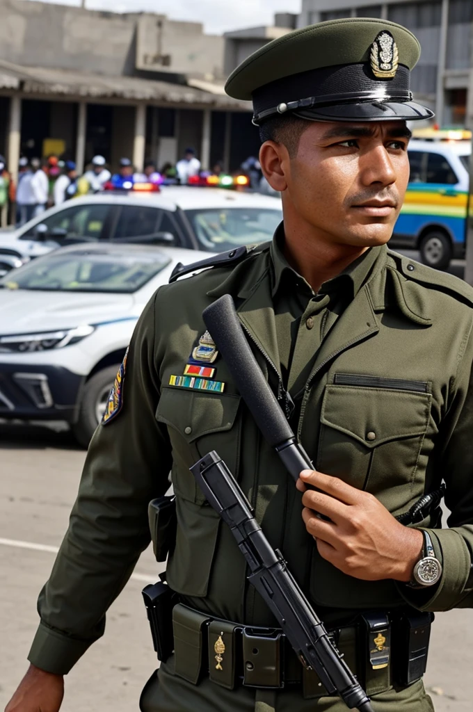 Podrias genera una imagen de un policia boliviano y un militar tambien boliviano ambos con uniformes BOLIVIANOS POR FAVOR
