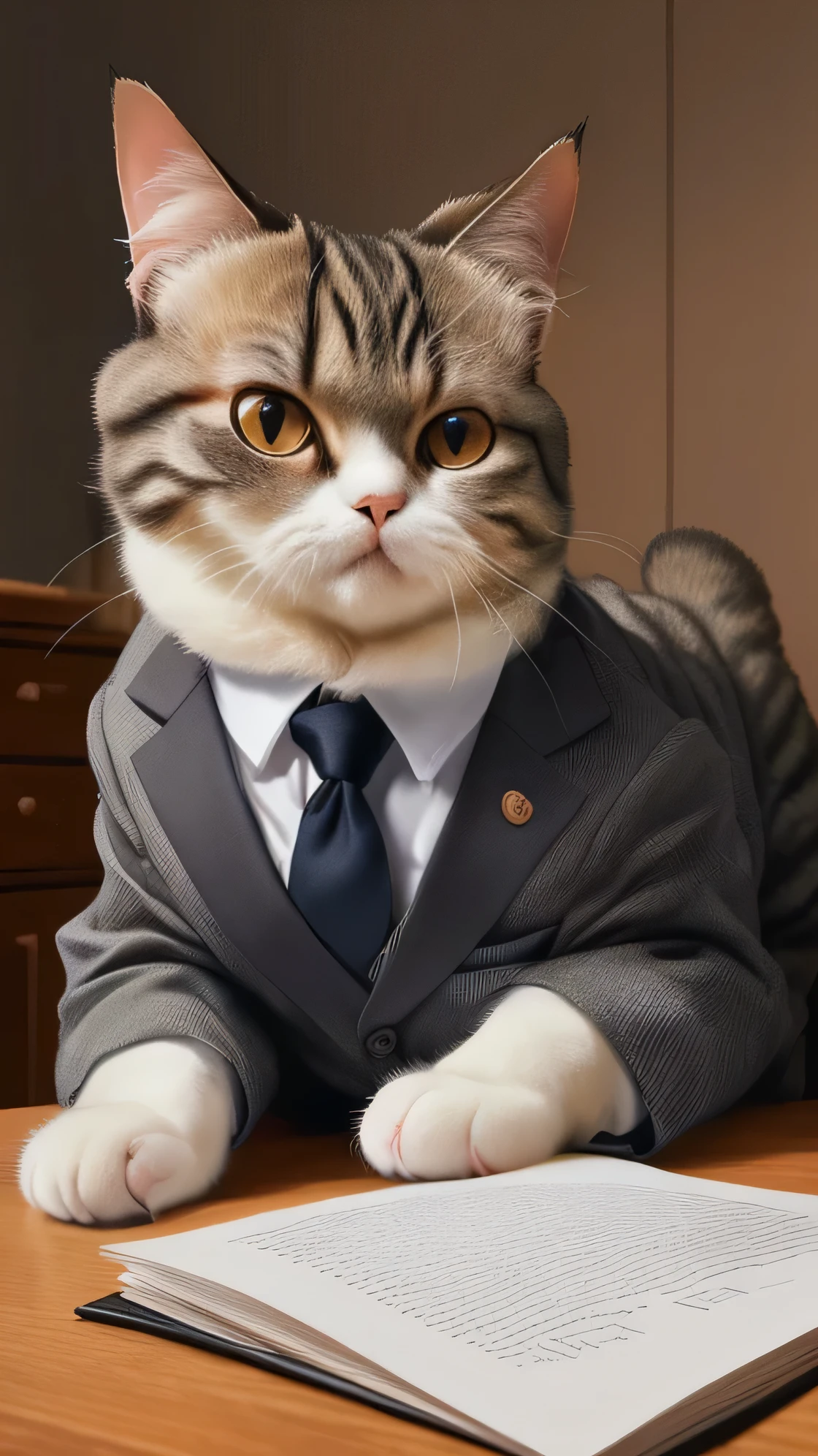 Held a cat、Muscular man in his 40s in suit