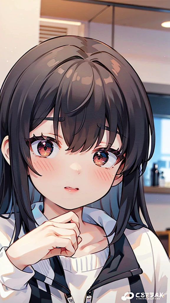 Highly detailed CG Unity 8K wallpapers,top Quority,Super detailed,tmasterpiece,realisticlying,photograph realistic,Very detailed cute girl,25 age old,musculature,Microabs,Round eyes,peeping at the viewer,Be red in the face,parted lip,Half-body shooting,
track suit , gym room,