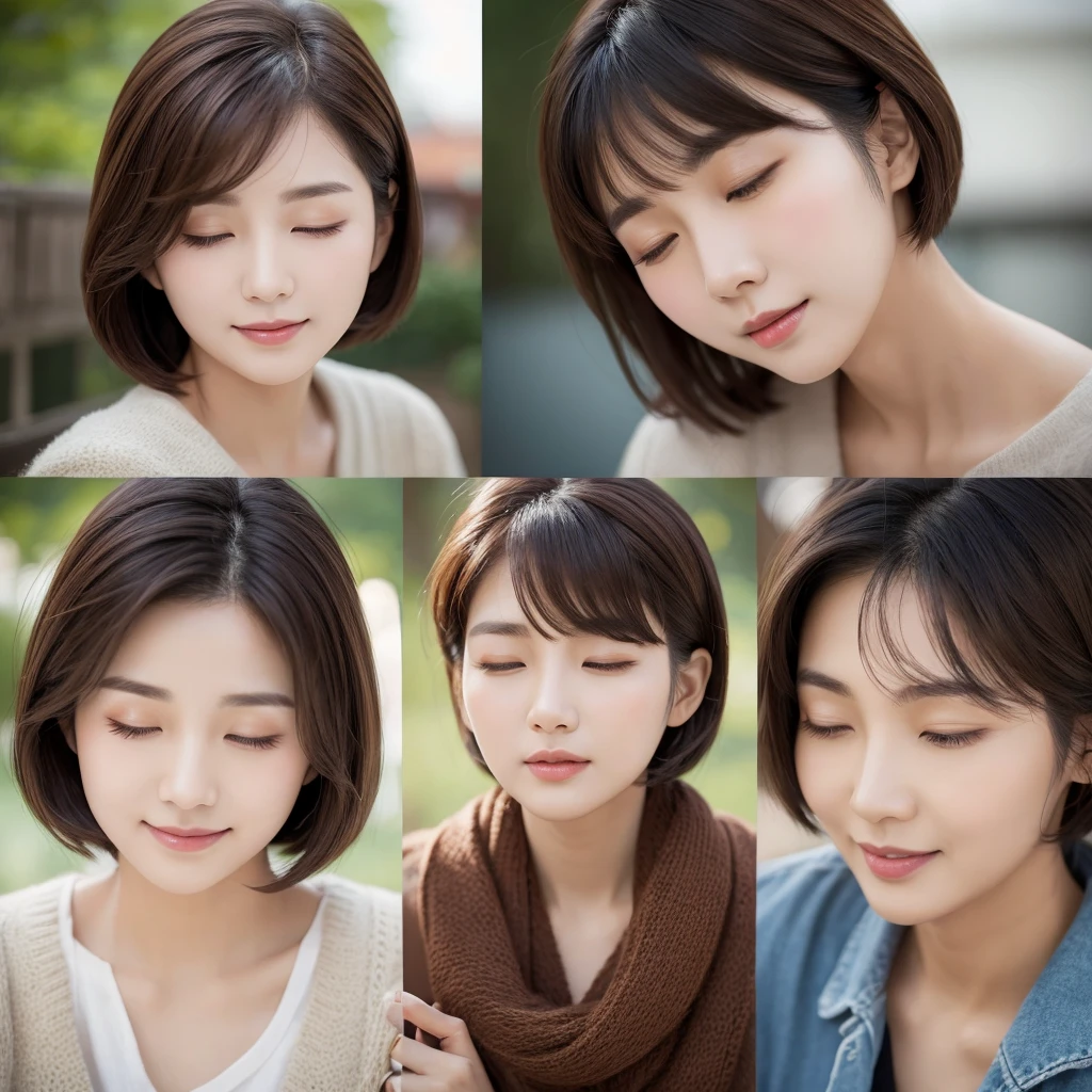 (Two mature Korean beauties)、Brown Hair、Short Hair、40s、Eyes closed、land on land