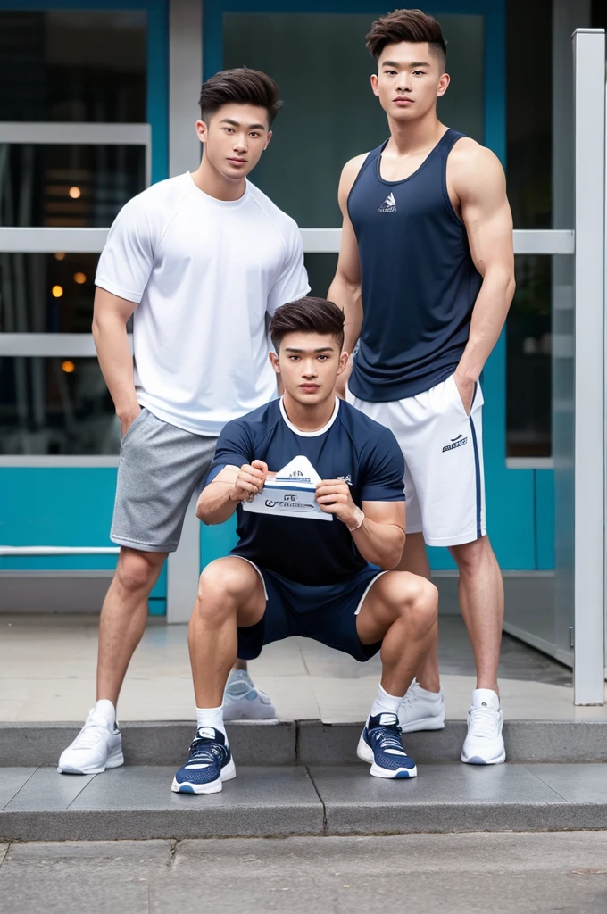 (Refreshingly handsome, Kind Face), (Sportswear, Gym Trainers)