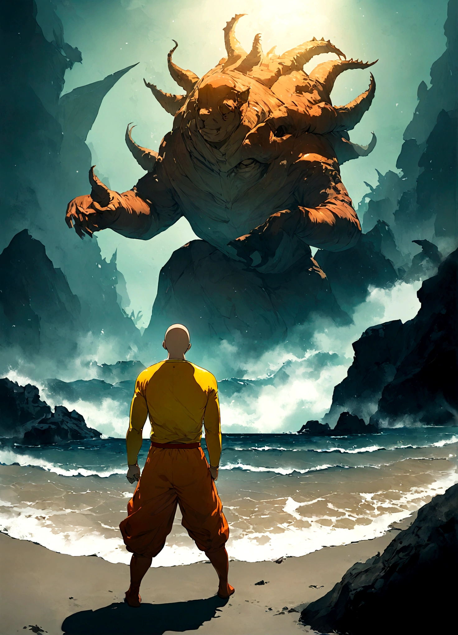 Saitama, dressed like a beach bum, is trying to enjoy a day at the beach when Kaiju begin emerging from the sea
