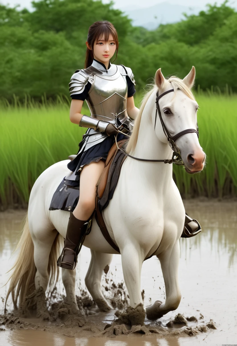 (((masterpiece))),(((highest quality))),((Tabletop:1.4, highest quality)), (Realな写真:1.4),
((1 cute girl knight)),rodeo,rice field road,
(超High resolution:1.2),, wonderful, Very detailed CG Unity 8k wallpaper, Very detailed, High resolution,draft horse ridden by japanese sexy girl,horse riding wear, tight,r18,adventure,sticky place,
Soft Light, Beautiful detailed girl, Droopy eyes,Very detailedな目と顔, Beautiful and exquisite nose, Beautiful and exquisite, horse ridden by a girl can't move in swamp because its body is drowned in the sticky mud:10.0 , looks pained ,horse slip and fall in the mud.,weak horse sink down in the mud and jump:5.0,Displeased face:4.0,Real,whipping,Anatomically correct