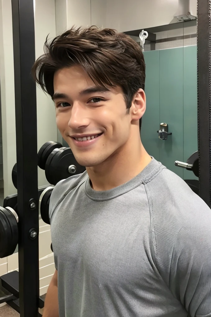 (Refreshing handsome man, smile), (Gym, Sportswear, Gymのトレーナー)