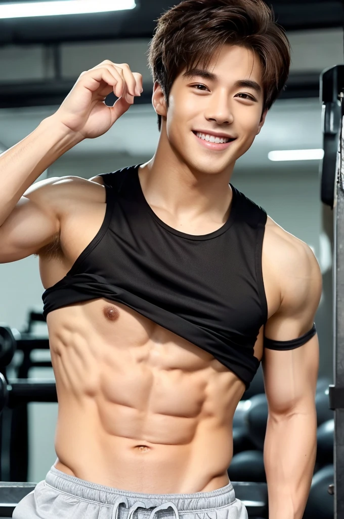 (Refreshing handsome man, Hallyu, smile), (Gym, Sportswear, Gymのトレーナー)