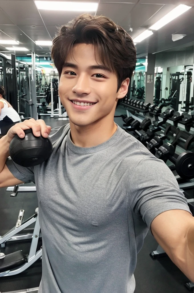 (Refreshing handsome man, Hallyu, smile), (Gym, Sportswear, Gymのトレーナー)