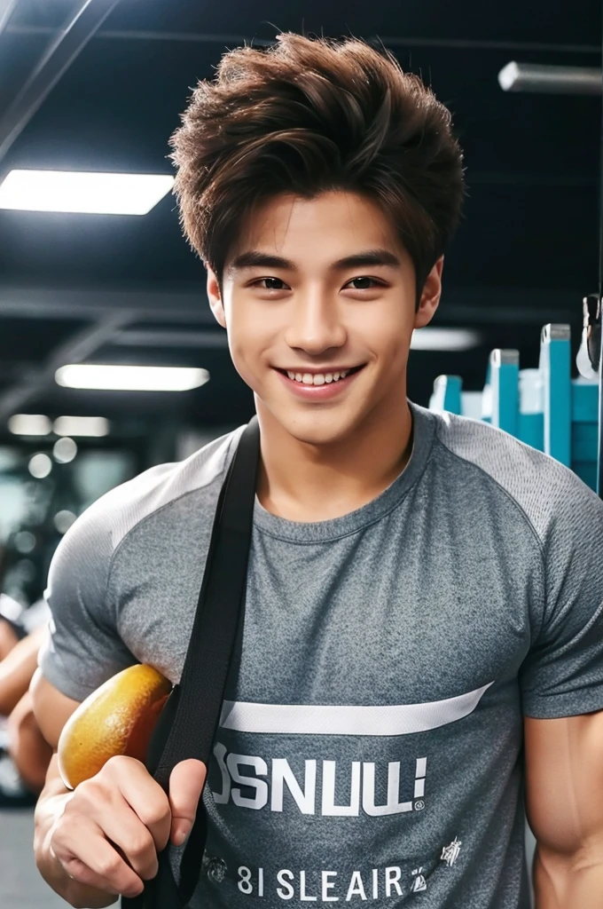 (Refreshing handsome man, Hallyu, smile), (Gym, Sportswear, Gymのトレーナー)