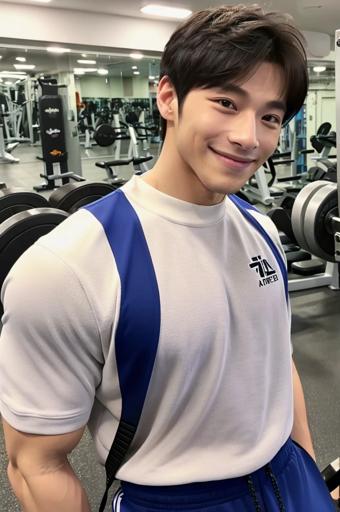 (Refreshing handsome man, Just like a Korean idol, smile), (Gym, Sportswear, Gymのトレーナー)