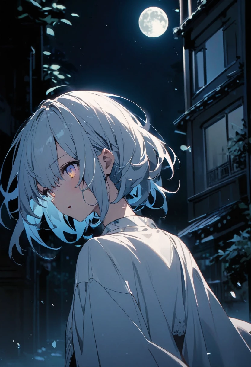Ghost girl, night, moon light