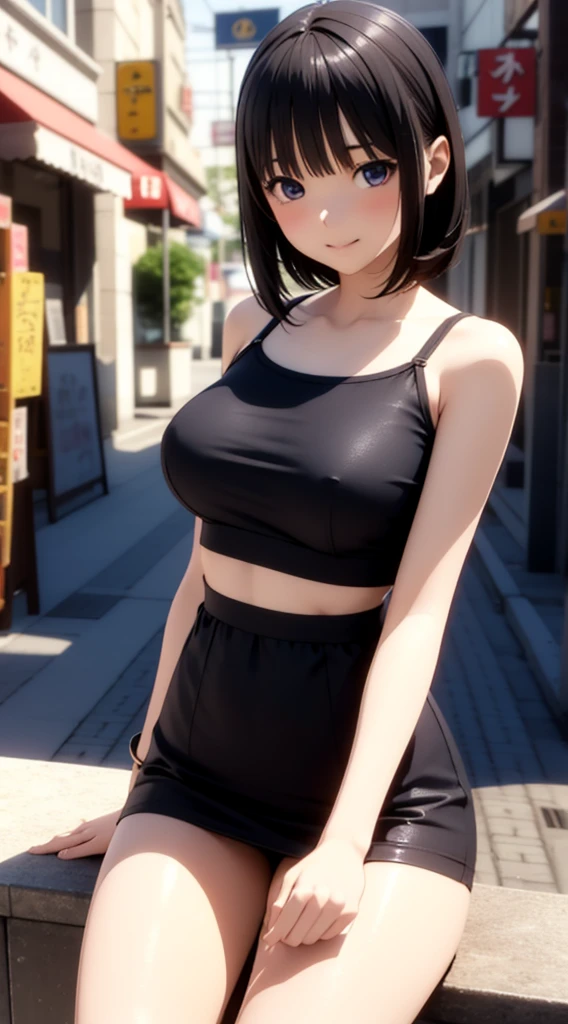 One woman、((3d anime))、kawaii、18year old、Lustrous hair、Bob Hair、Random Poses、Random attire、Cute clothes、sexypose、Dating in the city、a miniskirt、Pretty clothes、low angles、Sitting in a seat、lascivious、Sexy inner thighs、Naughty underwear