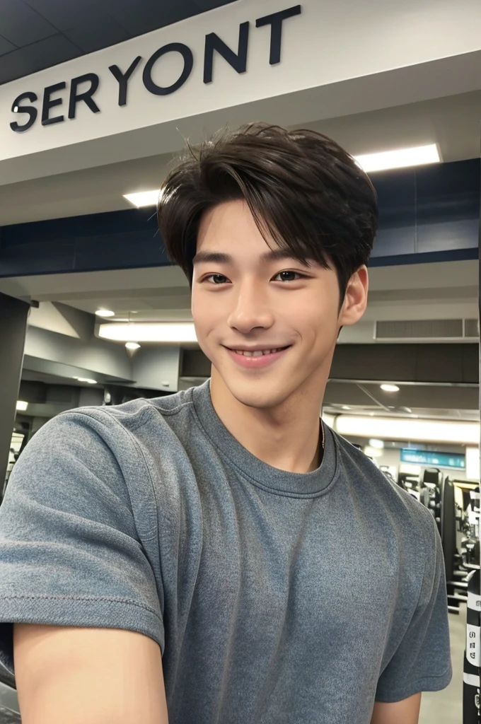 (Refreshing handsome man, Just like a Korean idol, A kind smile), (Gym, Sportswear, Gymのトレーナー)