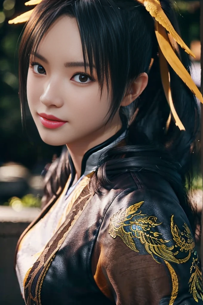 Tekken Xiaoyu,masterpiece、1 beautiful girl、17-year-old high school student、fine eyes、puffy eyes、Bright outdoor,highest quality, 超High resolution, (reality: 1.4), movie lighting、Japanese、asian beauty、Korean、super beautiful、beautiful skin、body facing forward、whole body,Upper body、(Ultra-realistic)、(High resolution)、(8K)、(very detailed)、(Beautiful and fine eyes)、(Super detailed)、 (wall-)、detailed face、bright lighting、professional lighting、looking at the viewer、look straight ahead、slanted bangs、brown hair、Nogizaka idol、