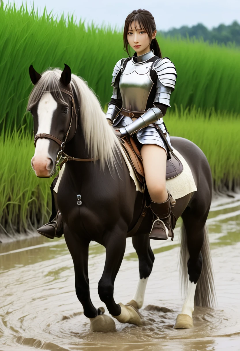 (((masterpiece))),(((highest quality))),((Tabletop:1.4, highest quality)), (Realな写真:1.4), 
((1 cute girl knight)),rodeo,rice field road,
(超High resolution:1.2),, wonderful, Very detailed CG Unity 8k wallpaper, Very detailed, High resolution,draft horse ridden by japanese cute girl,tight,r18,adventure,stuck sticky place,
Cold Light, Beautiful detailed girl, Droopy eyes,Very detailedな目と顔, Beautiful and exquisite nose, Beautiful and exquisite, draft horse ridden by a girl can't move in swamp because its body is drowned in the sticky mud:10.0 , looks pained ,Displeased face:4.0,Real,Anatomically correct
