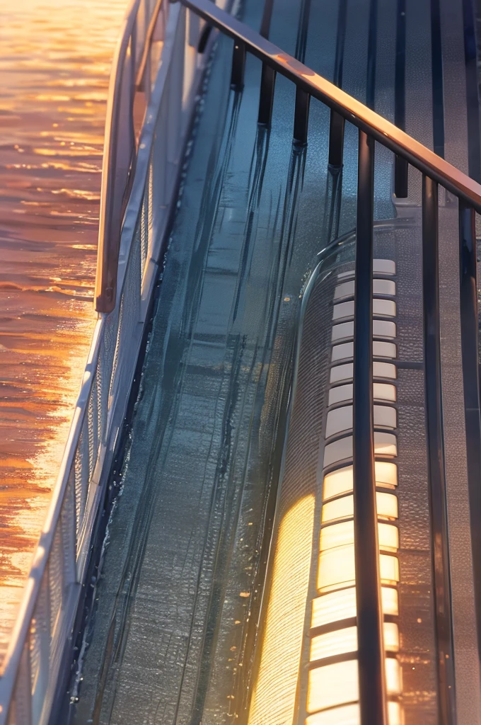 Sunset,Vague,railing