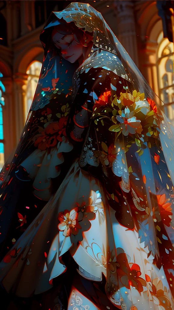 1 girl, Masterpiece, height, Sonic Edge_Rias_Gremory, ((wedding dress, church, bridal veil, wedding, bunch of flowers))