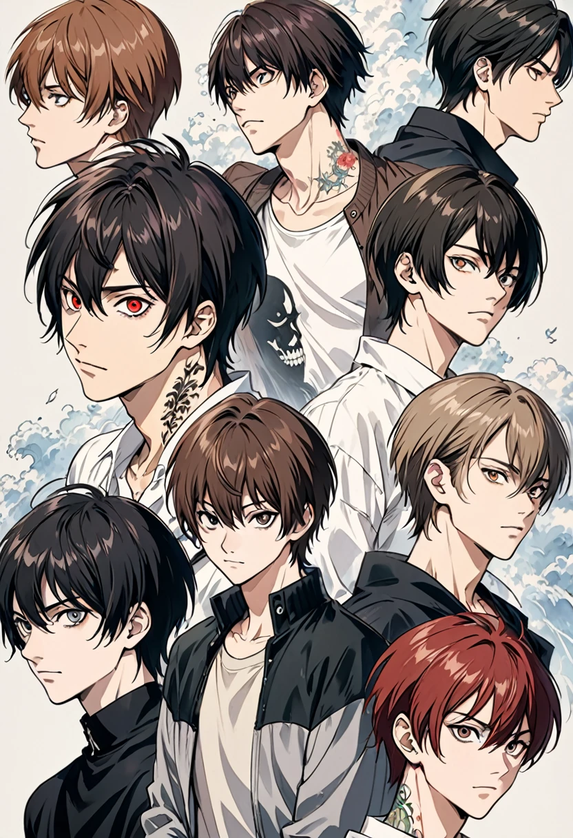 arafed image of a man with a tattoo on his neck, l · lawliet, yagami light, light yagami, male anime style, clean detailed anime style, style of junji ito, high quality fanart, eren yeager, high quality anime artstyle, male anime character, death note style, anime boy, 🚿🗝📝
