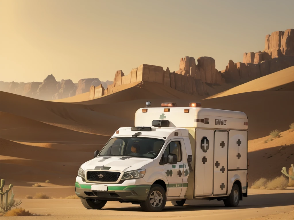  (in desert:1.5) , (ambulance:1.5)