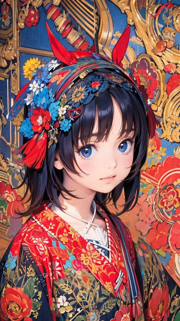 Official Art, wallpaper, Very detailed, (((Very detailedな目と顔))), shut up., masterpiece, highest quality, Realistic portraits, (ZenTangle, Mandala, Tangle, EnTangle), Complex clothing, Very detailed, Dynamic Angle, The most beautiful form of chaos, elegant, Brutalist Design, Vibrant colors, Romantic Chinese Flowers